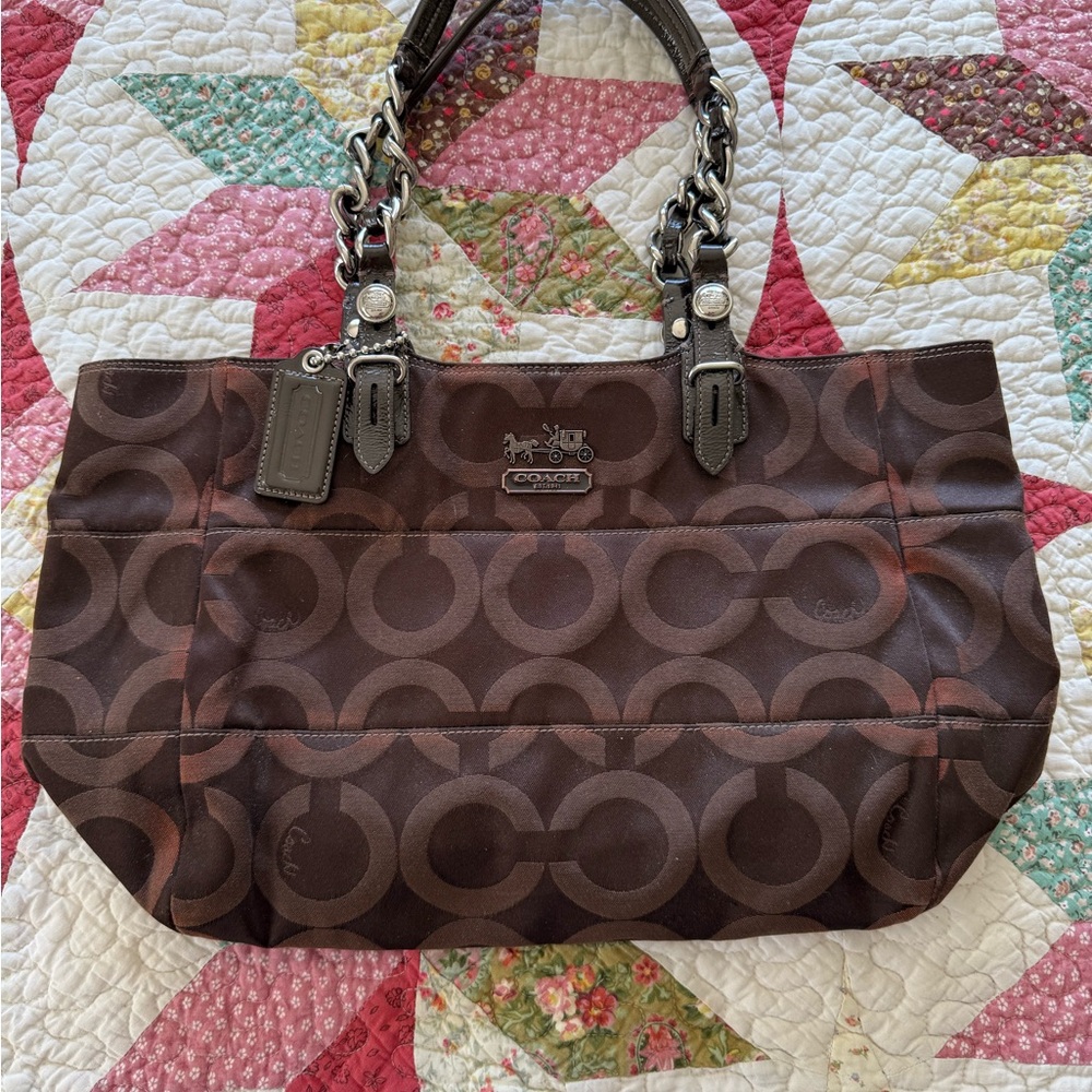 Coach Tribeca Brown Signature Tote Bag